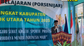 Kadis Dikbudpora KLU H Adenan M. Pd membuka Porsenijar PGRI KLU