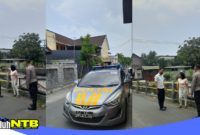 Polisi dari Polsek Ampenan melakukan olah TKP menindaklanjuti kasus begal yang menimpa seorang ibu muda bernama Vanti Liana, Rabu (28/10)