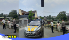 Polisi dari Polsek Ampenan melakukan olah TKP menindaklanjuti kasus begal yang menimpa seorang ibu muda bernama Vanti Liana, Rabu (28/10)